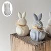 Resin Mold Striped Rabbit Ornament Epoxy Resin Dropper Silicone Mold DIY Easter Rabbit Candle Gypsum Clay Ornament Mold
