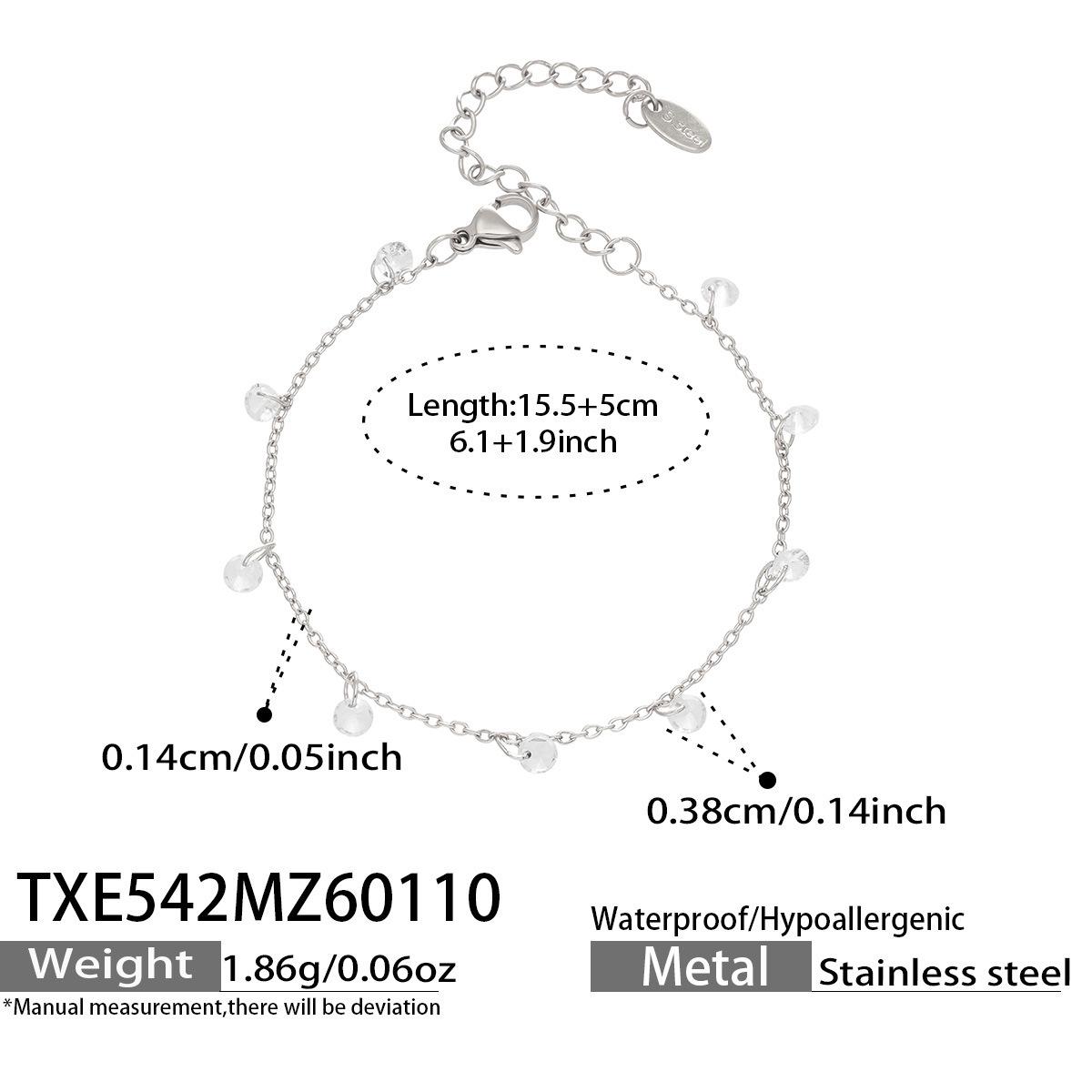 Набор из ожерелья и браслета из нержавеющей стали с покрытием 18 карат и цирконием - Европейская/Американская мода, Легкая роскошь, Универсальные украшения.