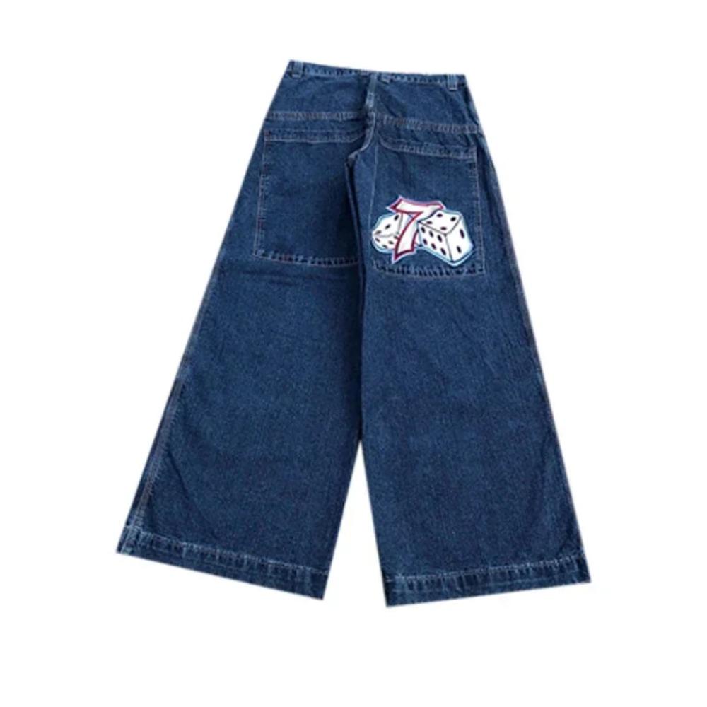 RogueWave Y2K Jeans Goth Printed Graphic Baggy Jeans Fashion Hip Hop Streetwear Harajuku Casual Wide Leg Jeans