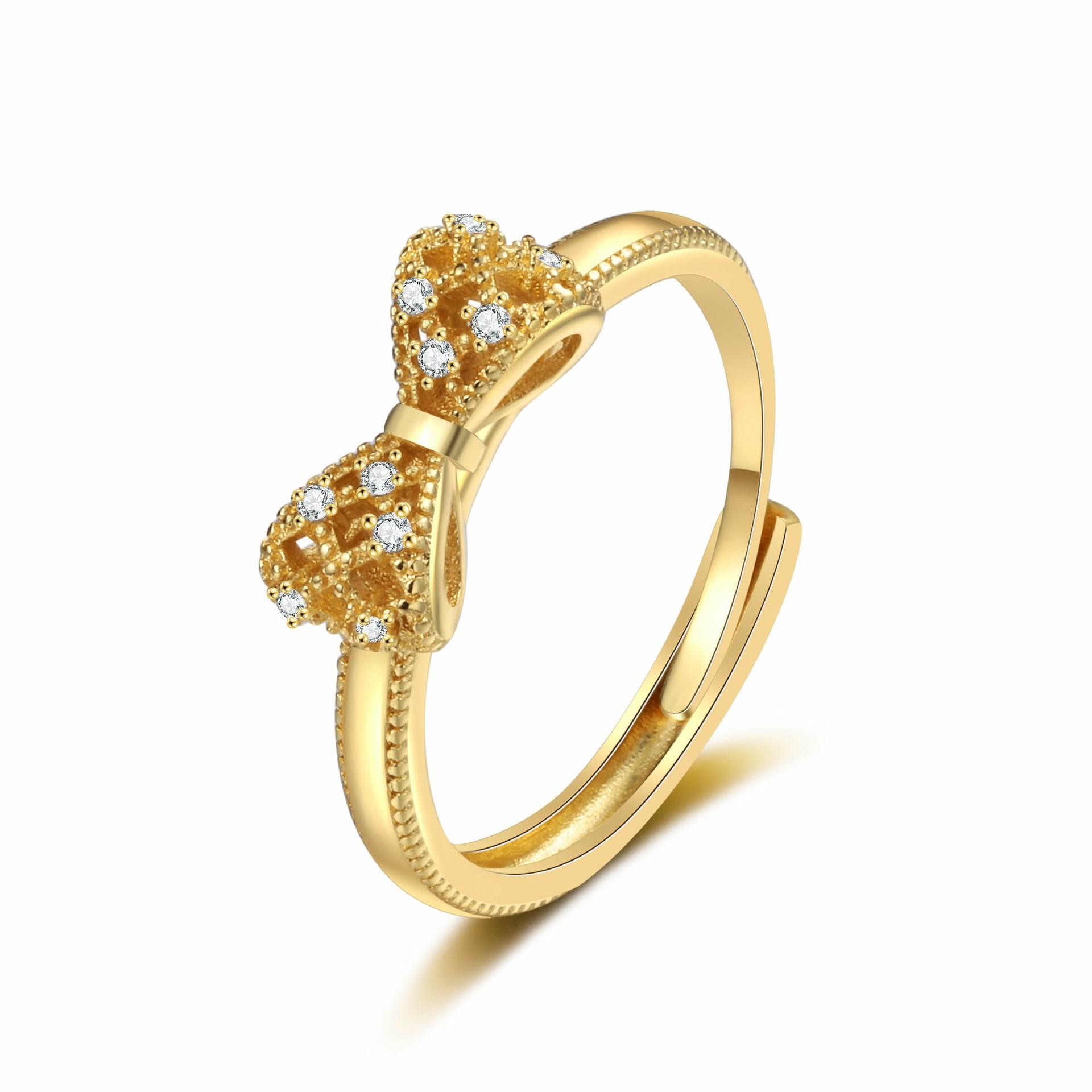 2026 Jewelry Bow Ring Micro Zircon Fashion Jewelry Accessories Party Gifts Resizable