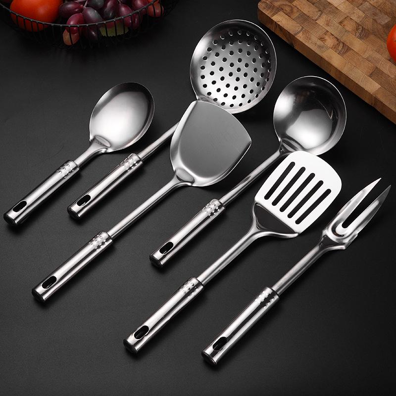 Stainless Steel Cookware Set: 1mm Thick, Includes Spatula, Frying Pan, Ladle, Nine Beads Design, Custom Logo Optional