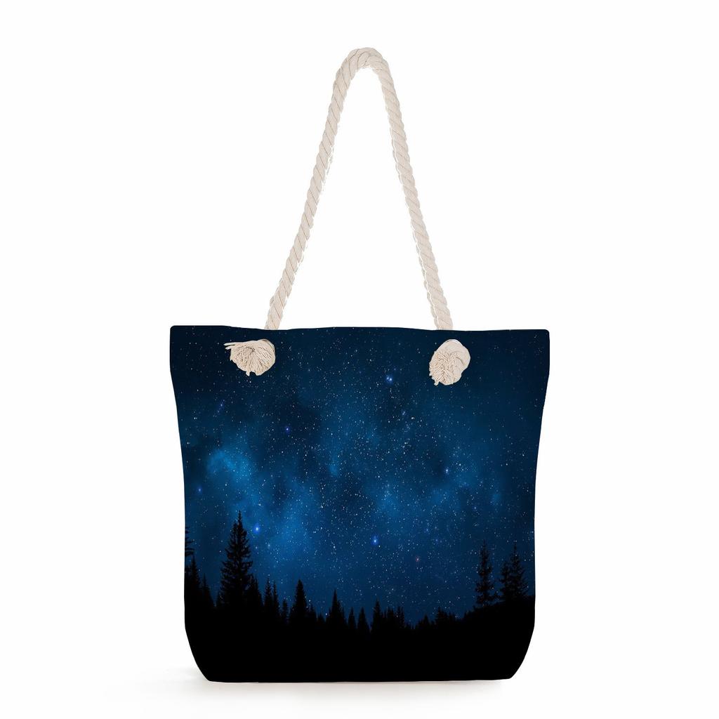 Starry Sky Print Thick Rope Single-shoulder Beach Bag 7229 CLE