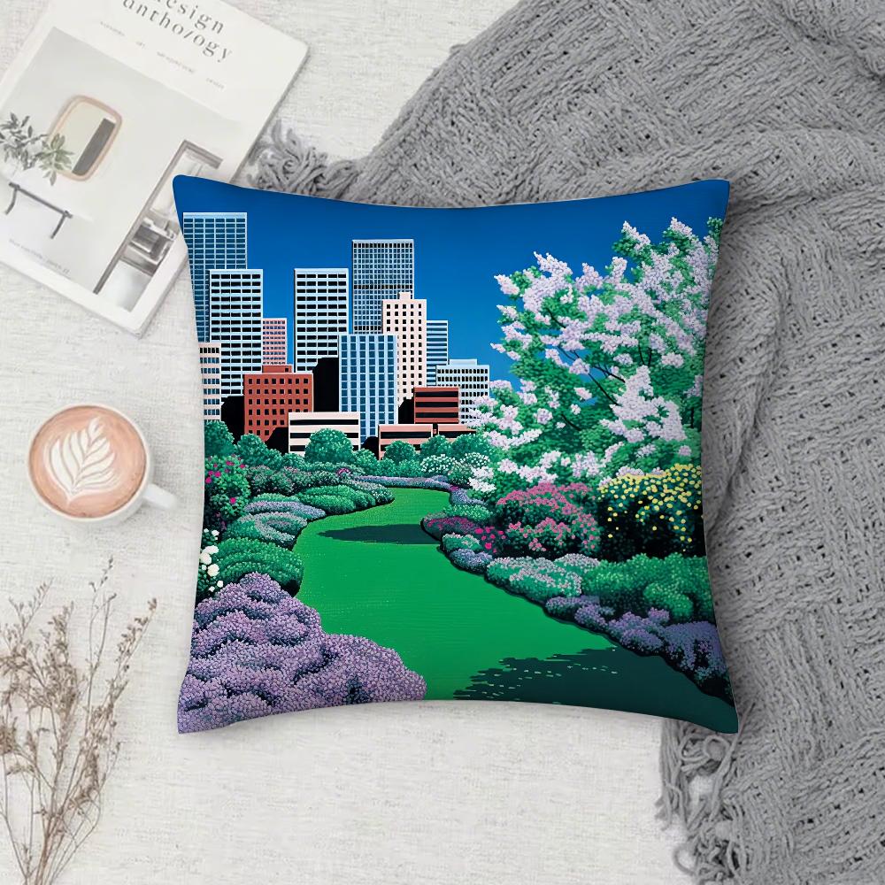 Hiroshi Nagai Vaporwave Japan Beach City Summer Pillow Case Square Double-Sided Printing Short Plush Sofa Cushion Cover Pillow 12x12Inch