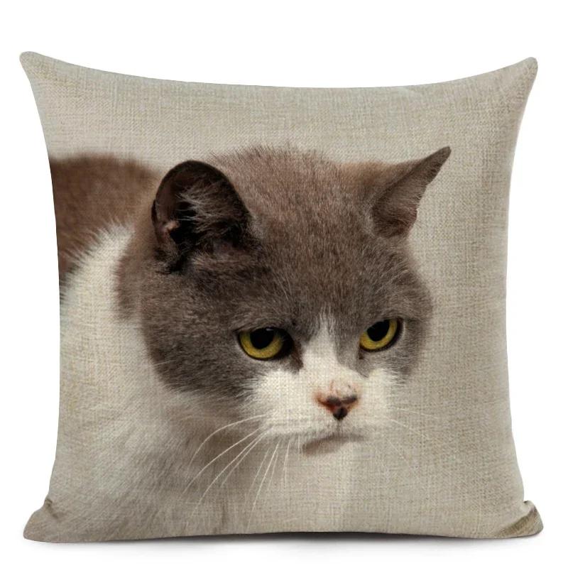 1Pcs/Set Linen Pillow Cover Black White Hand Painting Yellow Cute Cat Kitchen Chair Cushion Cover Home Decorative Pillow Case