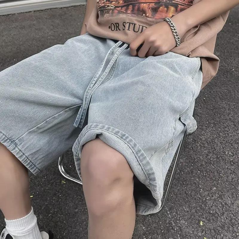 

Мужские джинсовые шорты в стиле хип-хоп — свободный прямой крой, однотонный, повседневный универсальный стиль 2XL