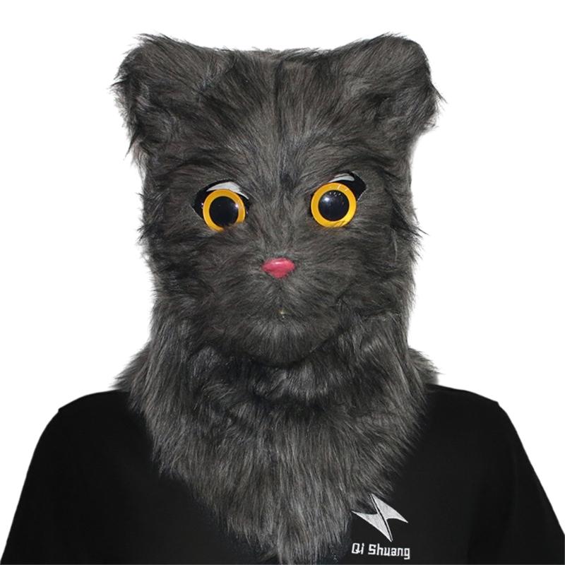 Realistic Mouth Mover Mask Halloween Novelty Mask Costume Movable Mouth Mask Plush Animal Head Mask Gifts