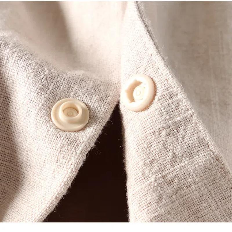 Herbst- und Winterwarmer Herrenmantel Täglich Lässige Fleecejacken für Herren Umlegekragen Baumwolle Leinen Knopf Verdicken Lockerer Mantel