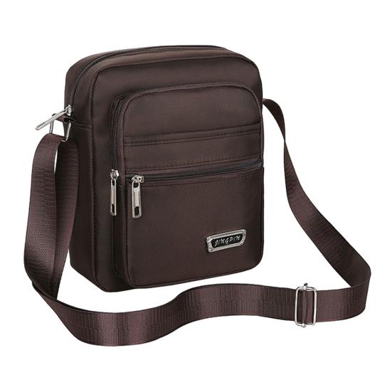 

Men Small Crossbody Bag Multi-Pocket Sling Bag Waterproof Lightweight Shoulder Bag for Street Work Commuting 1 коричневий