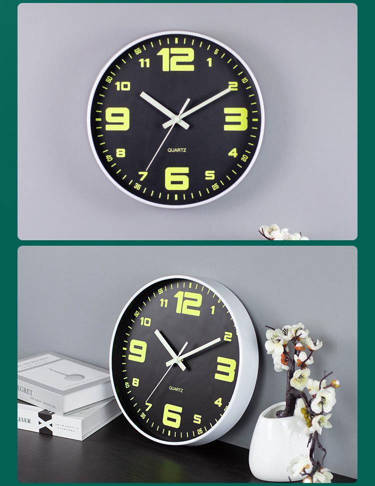 12-Inch Silent Luminous Quartz Wall Clock - Plastic, Creative Design, Popular Item