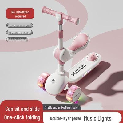 Folding Kids' Scooter with Seat, Ages 1-10, for Boys and Girls