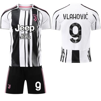 2025-26 Juventus Home Black & White Jersey #7 Chiesa #9 Kostić Football Jerseys