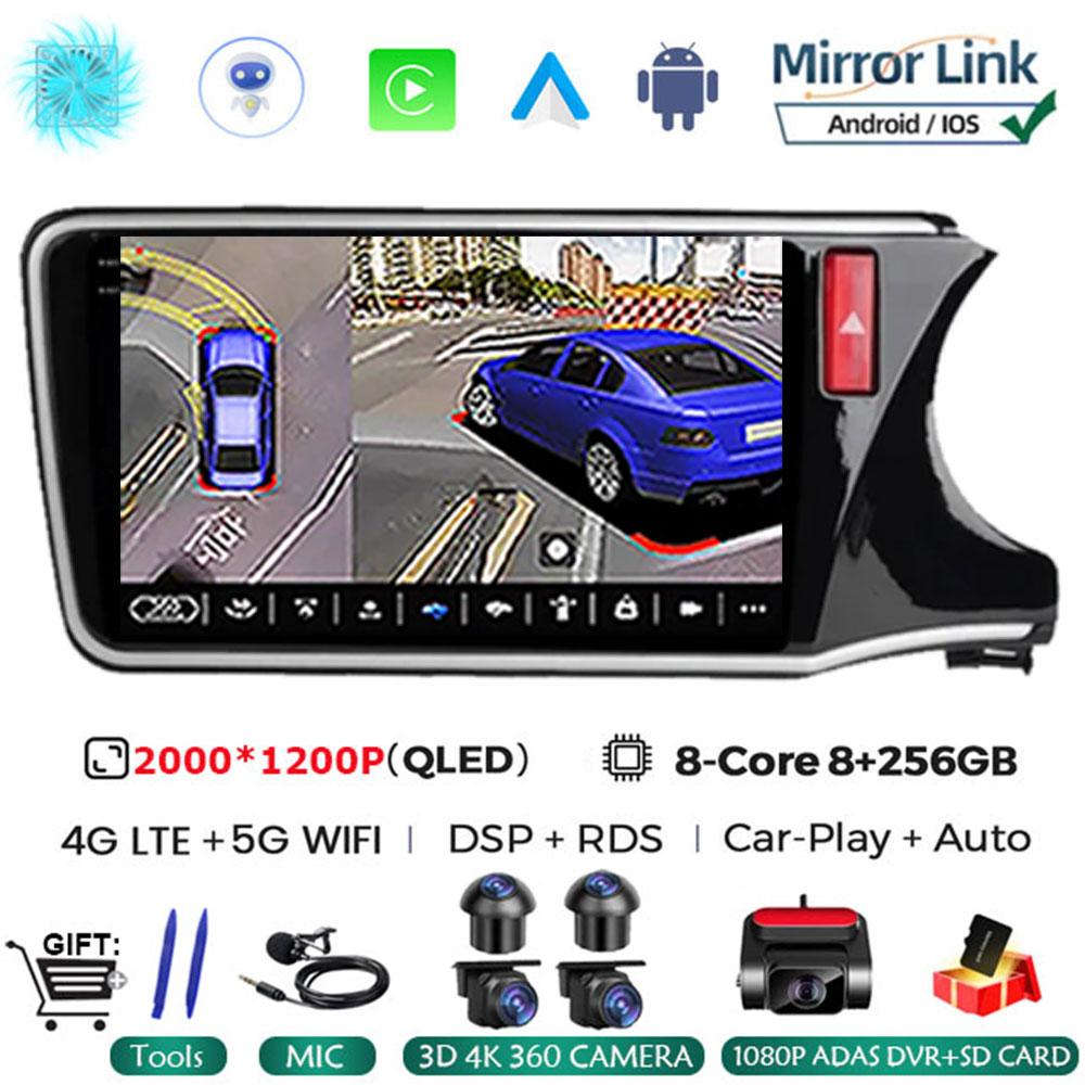 10" Android 14 Player For Honda City Grace RHD 2014 2015 2016 2017 Car Head Unit Radio Stereo Multimedia GPS DVD Touch Screen