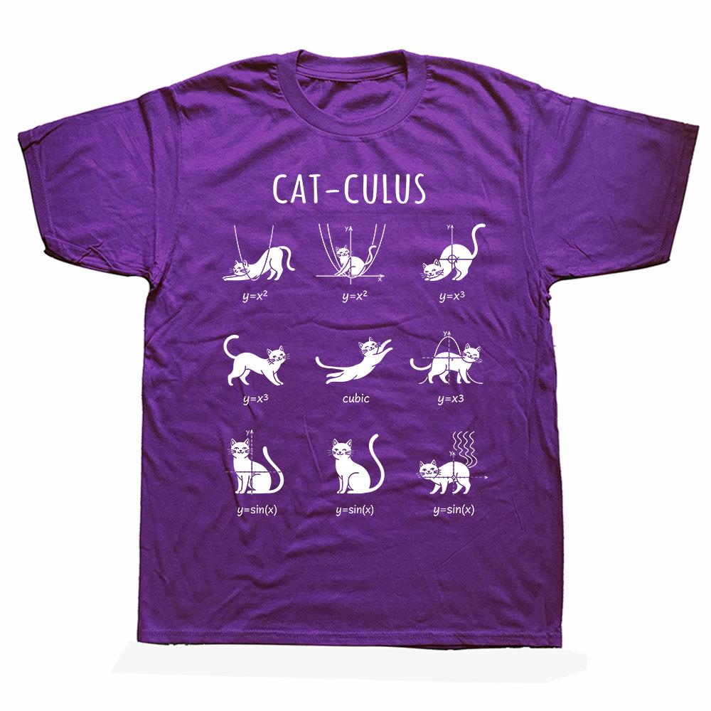 Cat-culus Funny Math Cat Graphic T Shirts Men Women Pure Cotton Humor Streetwear Tee Shirt Short Sleeve Unisex Loose Clothing