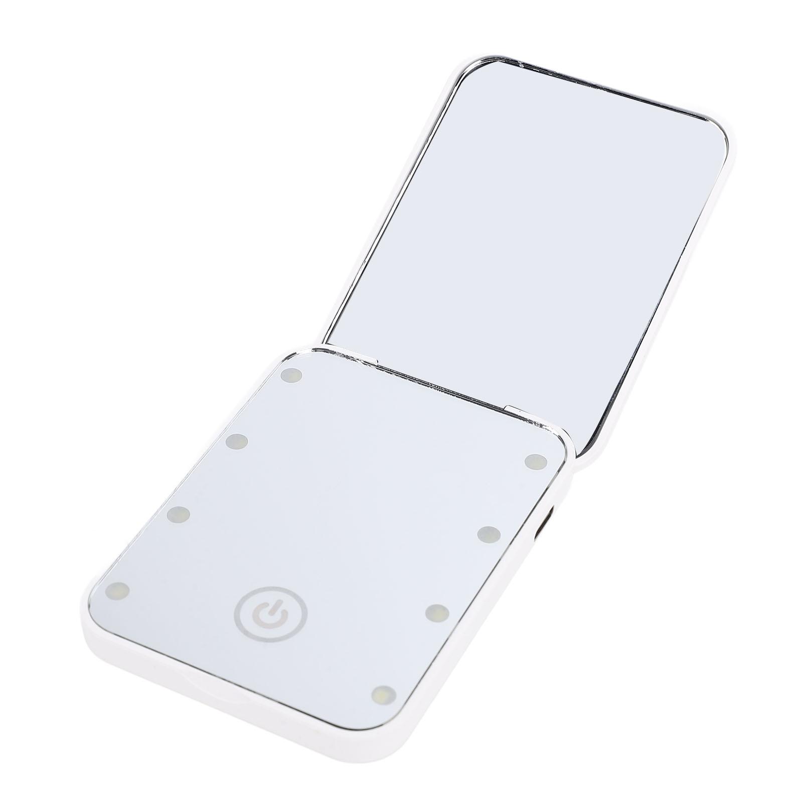 

Компактное светодиодное дорожное зеркало для макияжа, 2-стороннее с увеличением, перезаряжаемое, портативное, ручное, маленькое с подсветкой