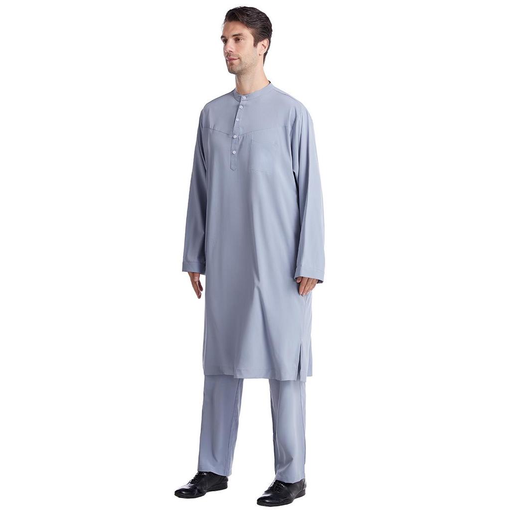 Men's Plus Size Ethnic Round Neck Robe Set - Middle Eastern and Southeast Asian Style