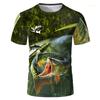 Outdoor 3D Printed Fishing Pattern Fashionable Men's Round Neck Short Sleeved T-shirt