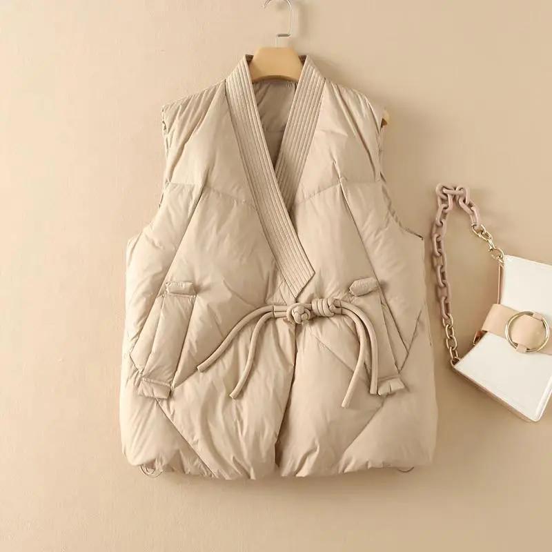 Gilet d'hiver pour femmes, couleur unie, sans manches, design gilet de style urbain