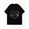 Oversized T Shirt Black Heart Print Wake The Life Graphic Tee Casual Streetwear Fashion Top Women Summer Outfit
