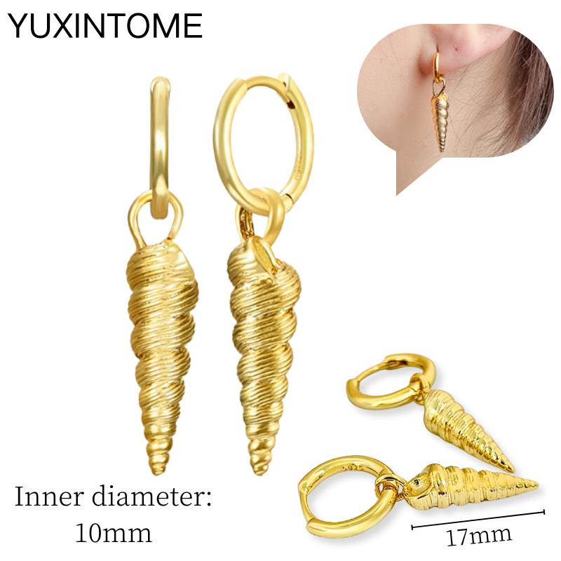 925 Sterling Silver Needle Vintage Square Round Pendant Earrings For Women Crystal Shell Geometric Earrings Fashion Jewelry