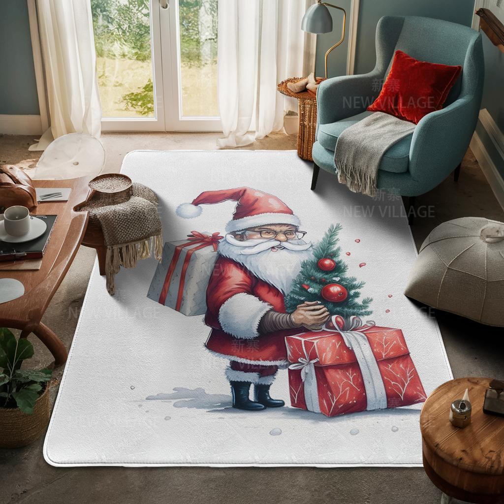 House Entrance Carpet Home Door Mat Living Room Bath Foot Bathroom Non-slip Water Absorption Rugs Bath Merry Christmas Winter