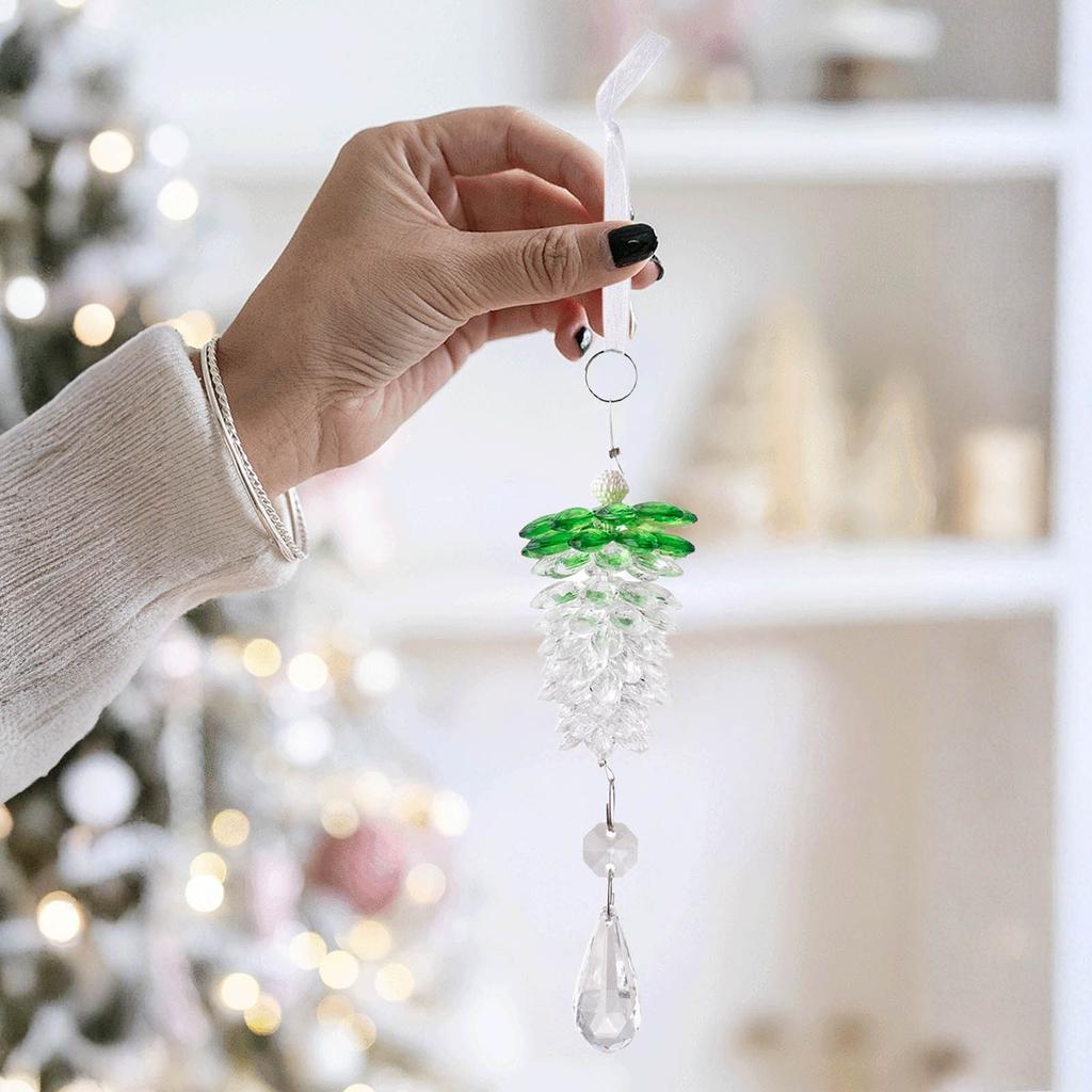 Weihnachten Neu Dekorative Acryl Tannenzapfen Anhänger Simulation Tannenzapfen Anhänger Transparenter Kristall Kleiner Baum Anhänger