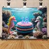 2D Coral Reef 18th Birthday Backdrop Seahorse Underwater Background for 18th Birthday