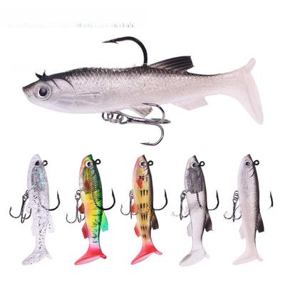 T-Tail Soft Bait Lure Set, 7.5cm/12g, Double Hook Fishing Lure for Perch
