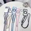 For iPhone 16 Pro Magnetic Case Ring Kickstand TPU+PC Phone Cover with Lanyard