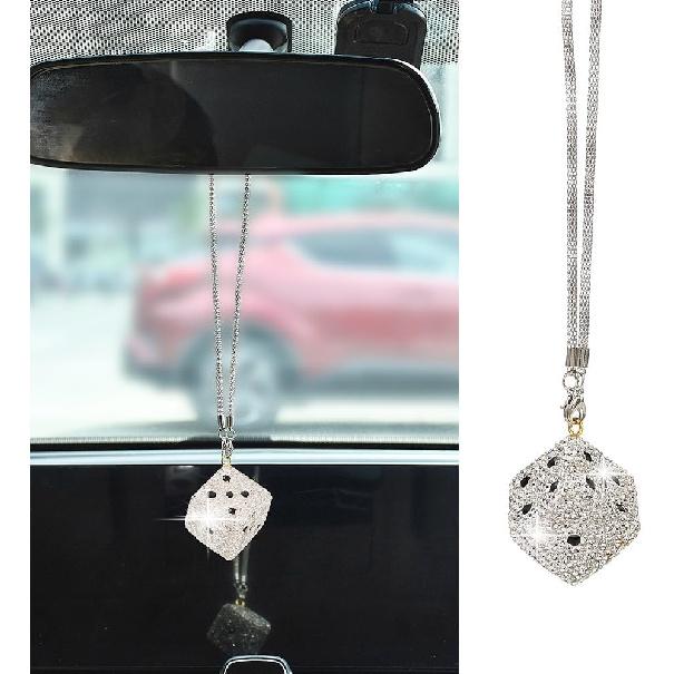 

JSCARLIFE Bling Hanging Dice with Dots Car Rearview Mirror Charm, Bling Car Charm, Rear View Mirror Accessories, Stylish Auto Interior Decor (Pink) белый