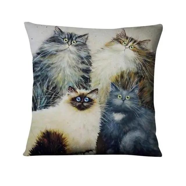 

Красочная наволочка с принтом мультяшного кота, украшение для дома, подушка для рисования, декоративный декор, пледы для дивана 40x40cm