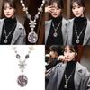 Elegant Vintage Floral Long Necklace For Women Featuring Stunning Crystal Accents