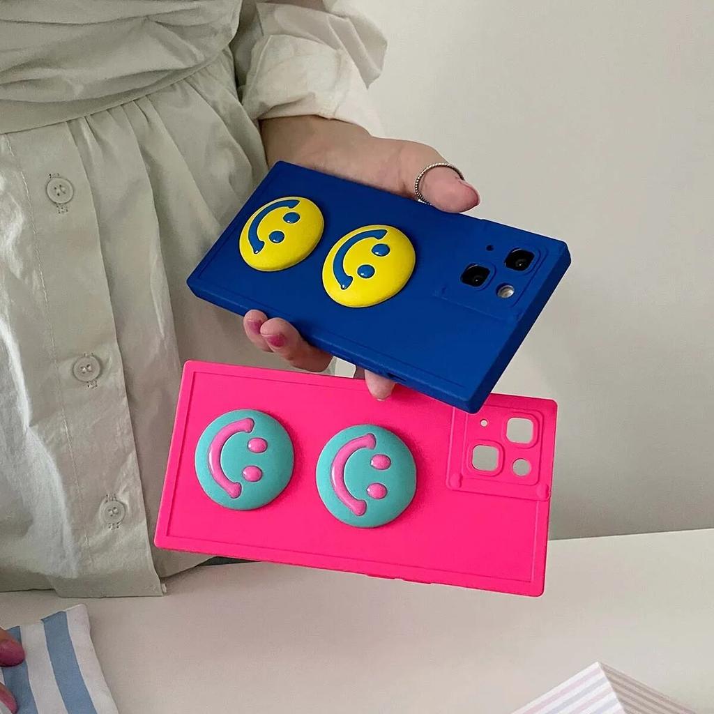 Cartoon Square Silicone Soft Covers For iPhone 14 13 12 11 XS Pro Max Plus X XR Shockproof Cute 3D Smile Expression Phone Cases