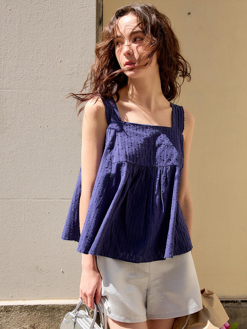 Laviolette Strap Flare Blouse Dark Blue/Free