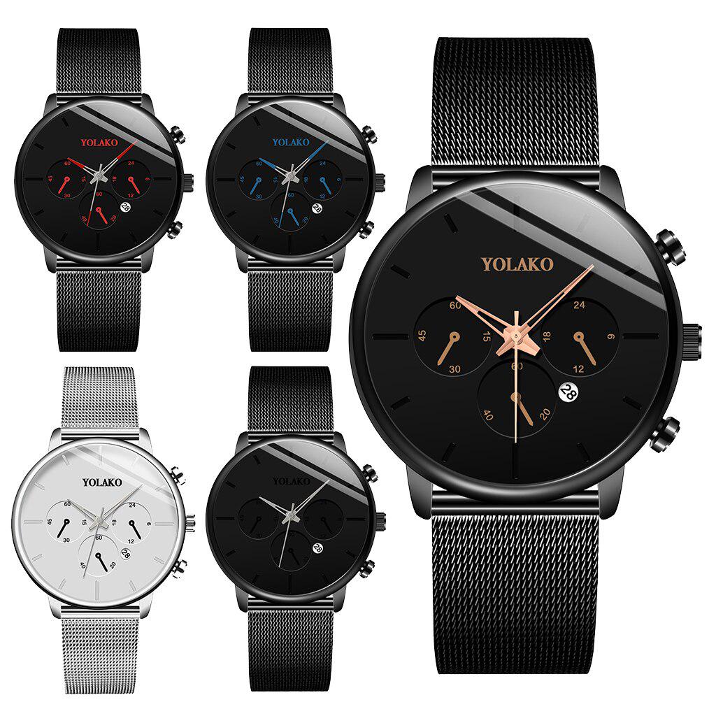 Ofertă bună pentru bărbați Ceas de afaceri din plasă din oțel inoxidabil negru Ceas sport de lux cu ceasuri de mână Ceas de cuarț pentru bărbați