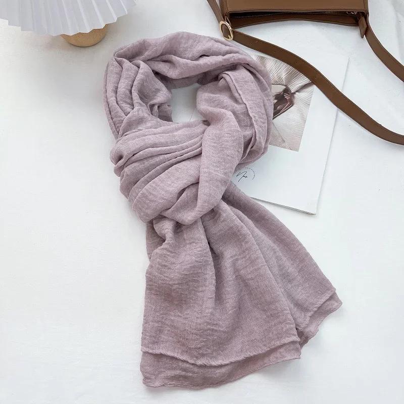 Vreovor Plain Tie Dye Scarf For Women Thin Style Spring And Autumn New Solid Color Retro Cotton Soft Versatile Shawl