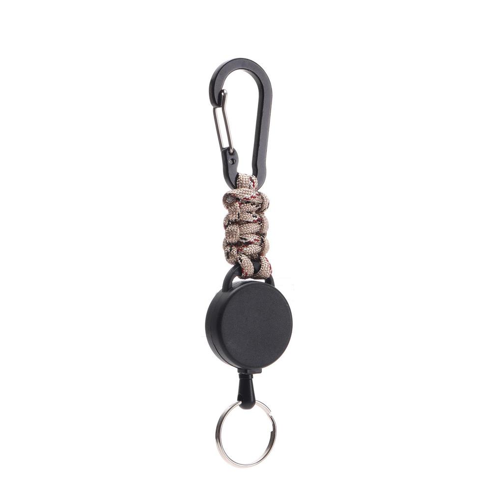 Outdoor Paracord Weaving Retractable Keyring with Easy-Pull Elastic Anti-Lost Steel Wire Buckle