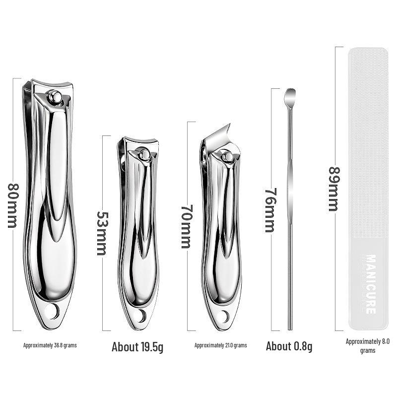 Premium 5-Piece Manicure Set: Leather Case with Angled Nail Clippers, Ear Spoon, & File