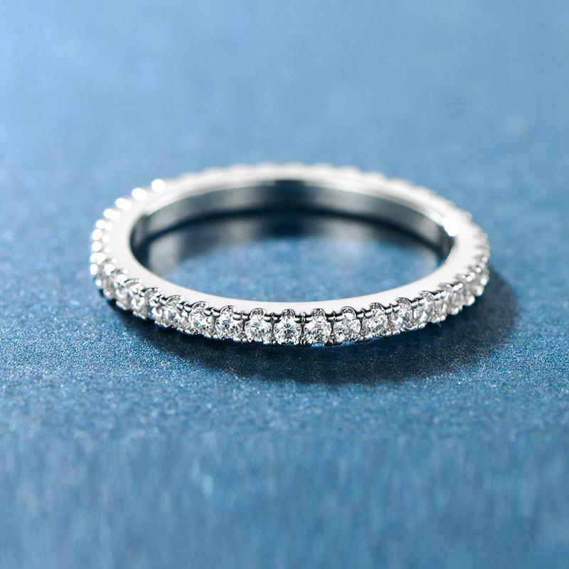 Single row full of diamonds zircon ring women s fashion niche does not fade ring jewelry spot wholesale niche high sense