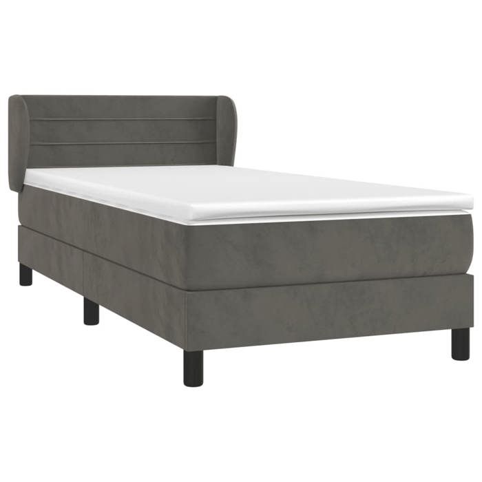 3127518 vidaXL Divan Bed and Mattress Dark Grey 80x200 Cm Velvet