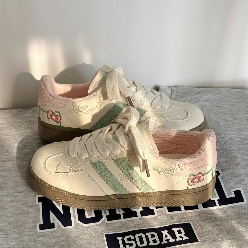 Niche guava barva hello kitty roztomilé malé bílé boty školačka léto všestranné plátěnky