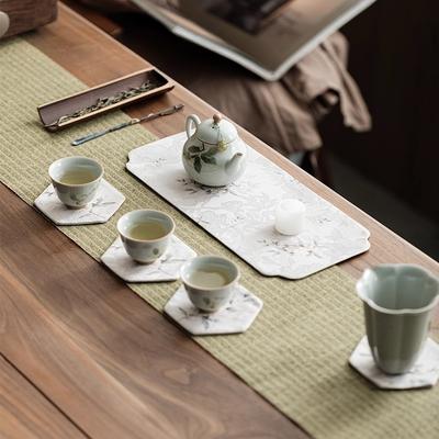Nappe imperméable en coton et lin de style chinois pour banquet de thé à l'osmanthus, tissu pour théière de style chinois, napperon pour table à thé