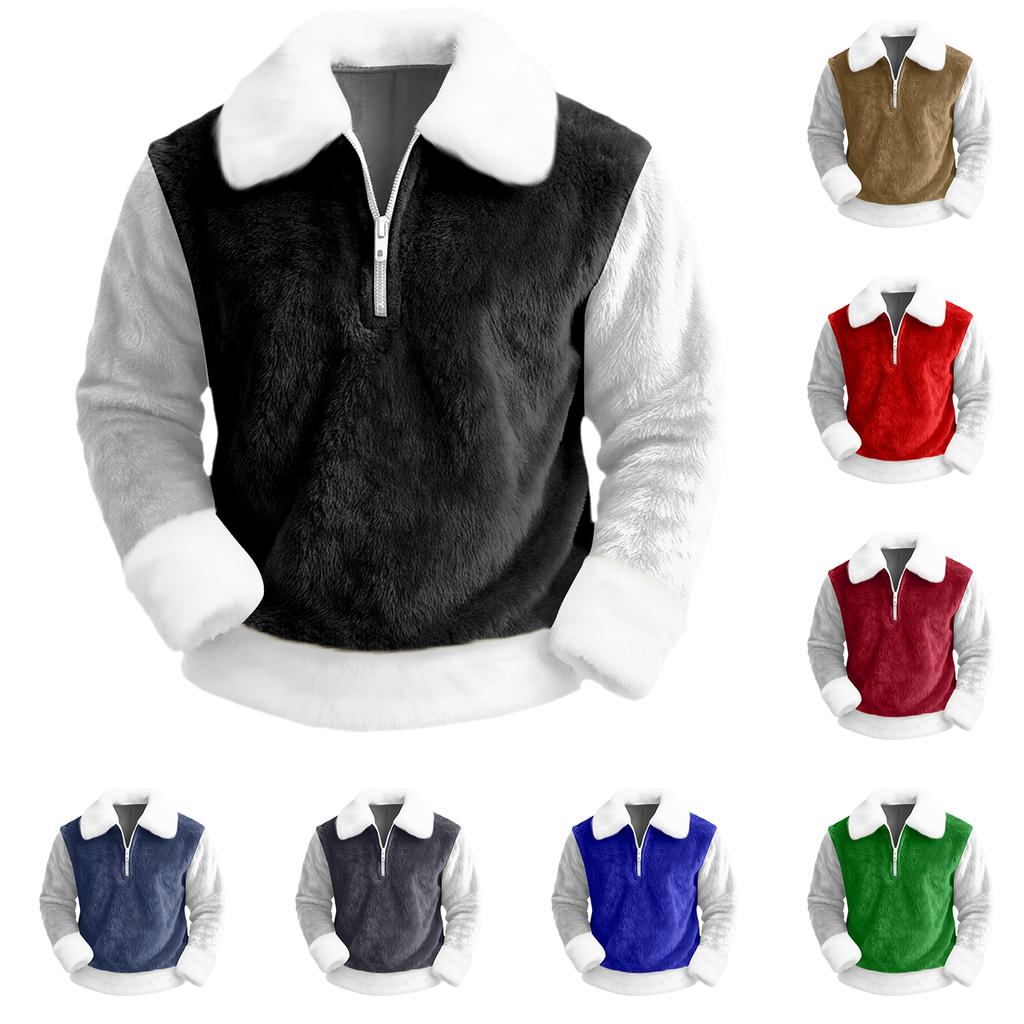 Men's Leisure Half Zipper Flip Collar Hoodie