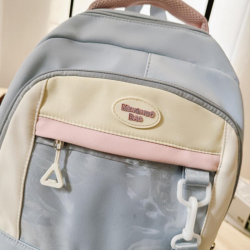 Color Block Junior High School Student Schoolbag Women's Large Capacity Travel Backpack Student Backpack