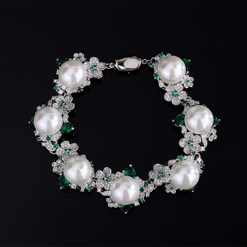 

Austrian Palace Flower Pearl Bracelet Sea Water Grey Shell Freshwater Daxi Di Gong Ting Feng Women s Style