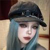 Y2K Millennium Katzenohren Schiebermütze - Coole Metallketten Baskenmütze für Damen