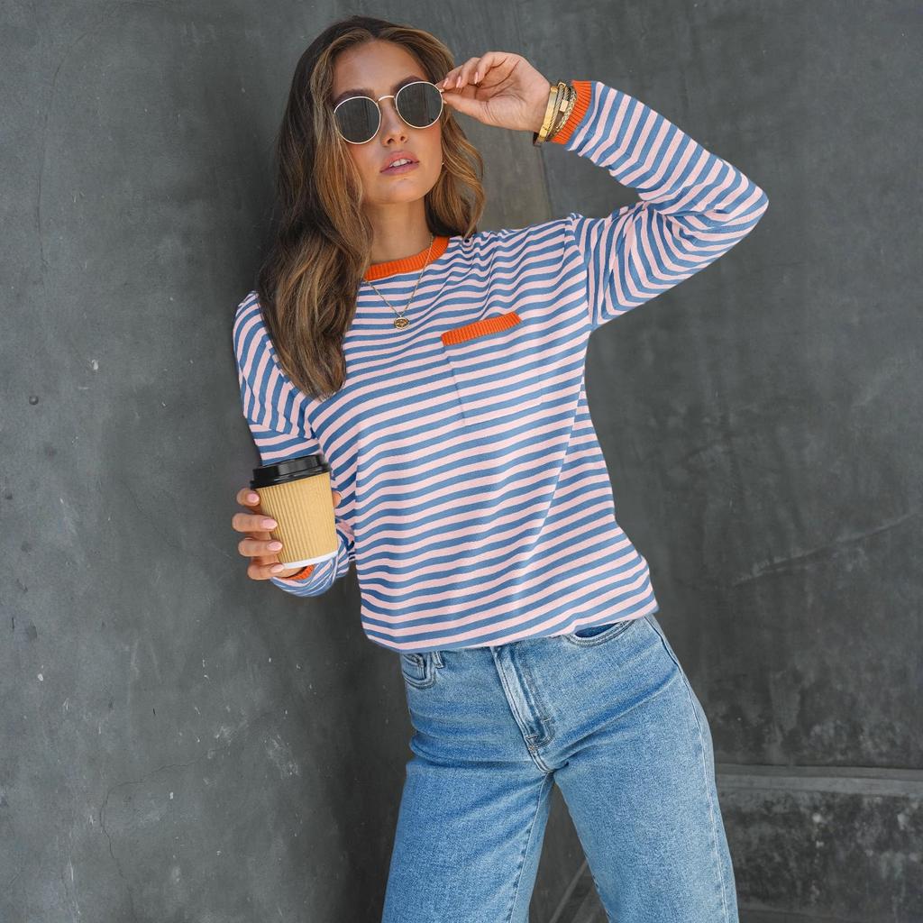 Women's Striped Fashion Long-sleeved Top