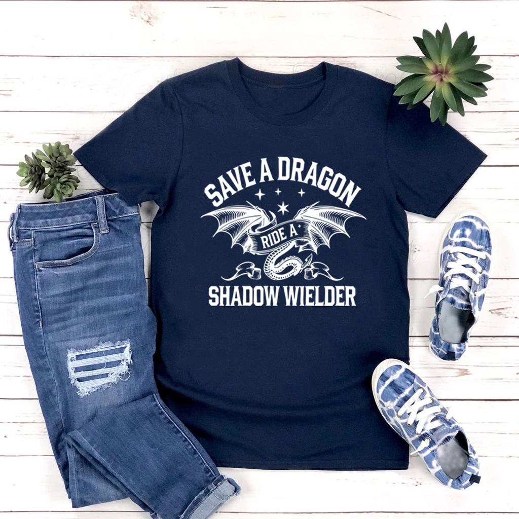 Save A Dragon Ride A Shadow Wielder TShirt Fourth Wing T Shirt Unisex Short Sleeve Casual Tshirts Dragon Lover Tee Bookish Gift