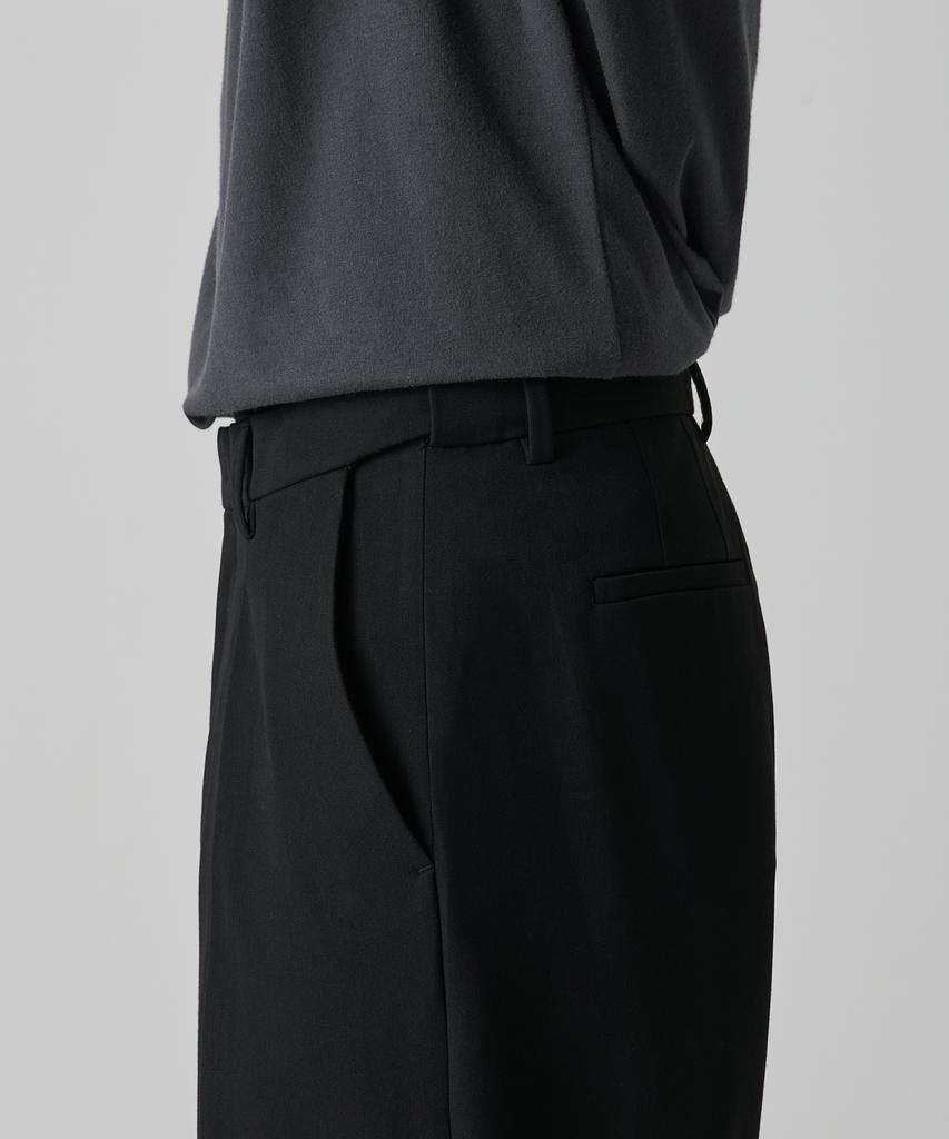Musinsa Standard Reverse One-Pleat Wide Hidden Banding Slacks [Black]