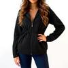 Women's Solid Color Fashionable Long Sleeved Hooded Zipper Casual Jacket