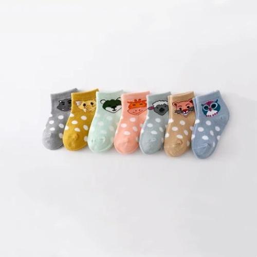 7Pairs/set Newborn Baby Boys Girls Socks Summer Mesh Thin Cotton Cartoon Print Infant Toddler Sock For Boy Girl Casual 0-24Month